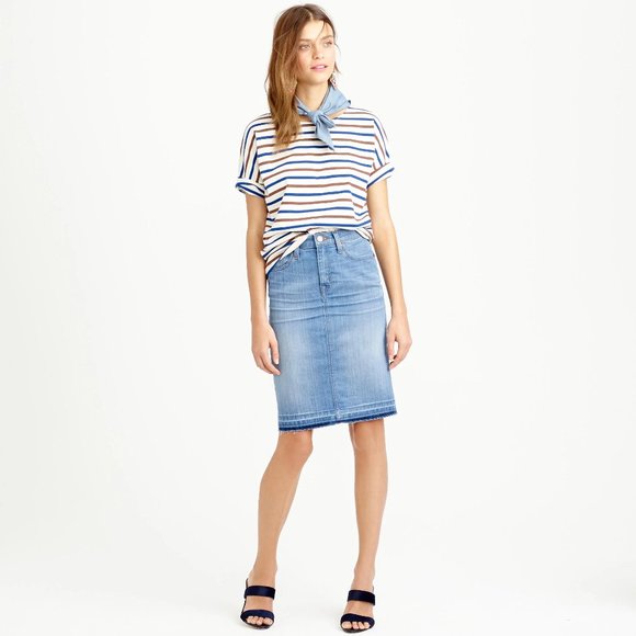 J.Crew Doran Frayed Denim Jean Pencil Skirt 27P 27 Petite #F2576 4 - Picture 2 of 16